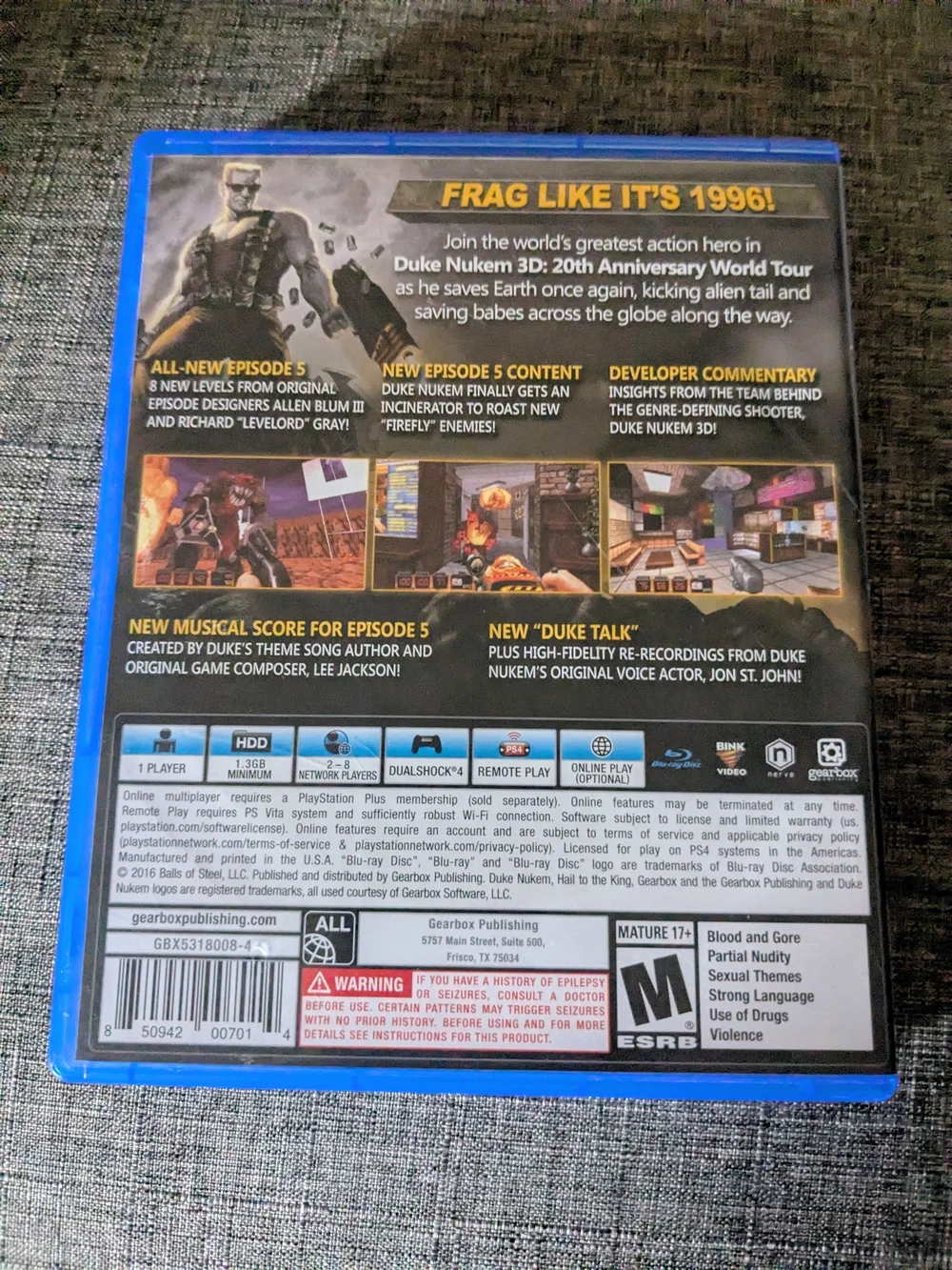 PS4 Duke Nukem 20th Anniversary World 3D Tour Game